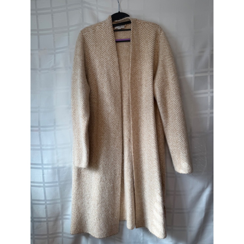 LOFT Outlet Tan Beige Herringbone Duster Cardigan Sweater Open Front XL Fall20